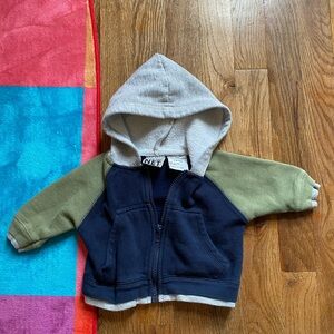 Infant Baby Navy and Green Hoodie Black Colors 3-6 months Color Block